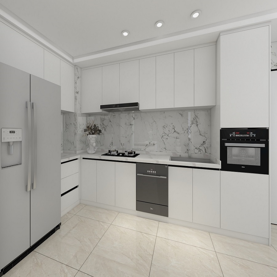 Professional Customized Kitchen Cabinet with Lacquer Surface Treatment and Melamine Board