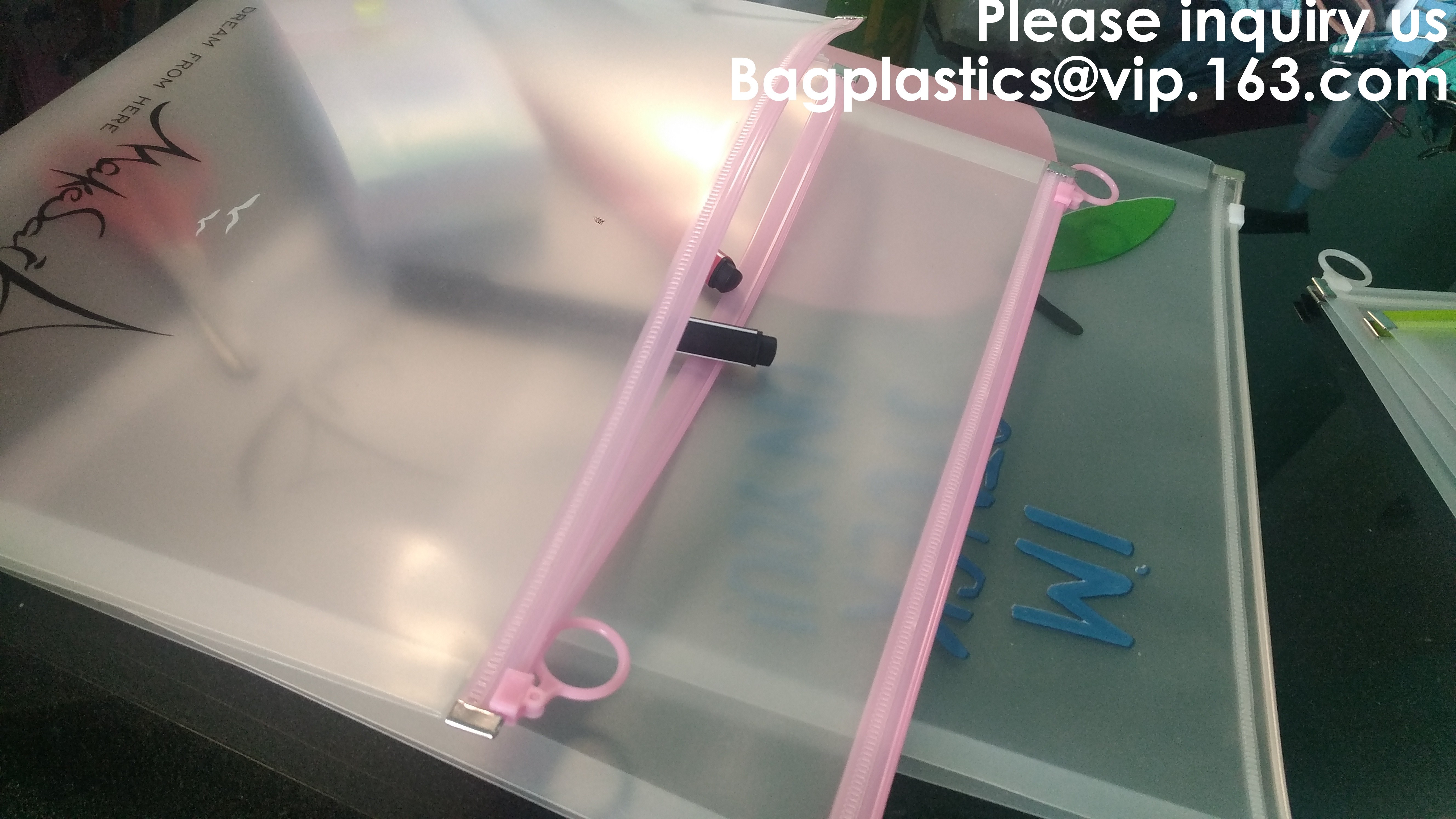Metal Slider Office File Folder Mesh Clear PVC Zip Lock Document Bag,Folder File Wallet Zipped Lock Document Bag pack