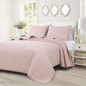 Solid Color Quilted Embroidered Bedspread Full 120gsm Ultrasonic Bedspread Microfiber Bed Quilt