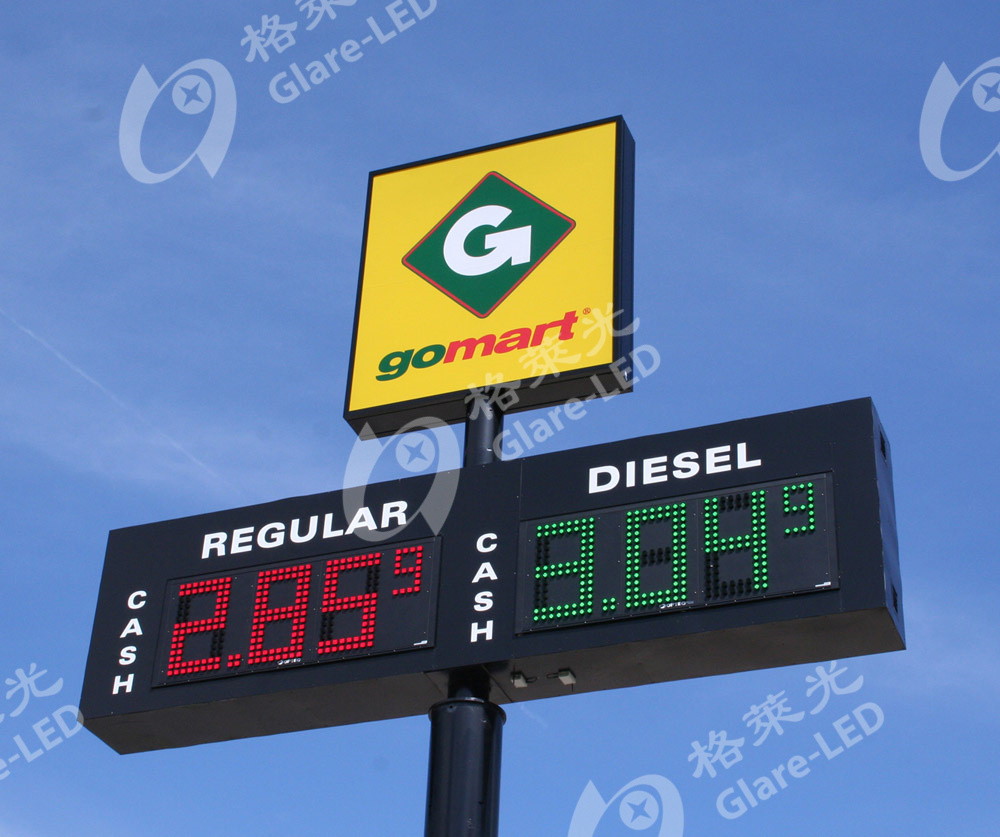 8.888 Number Format 16 inch Waterproof Green LED Gas Sign for Gas Station Advertising