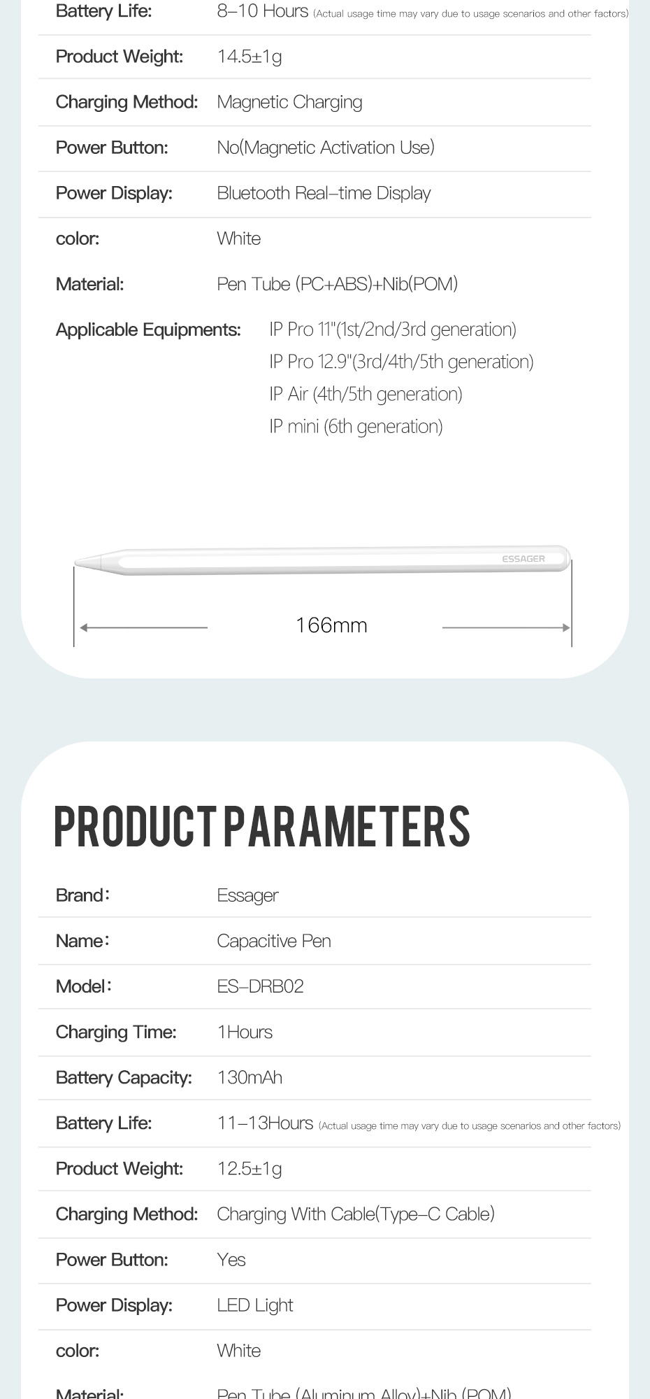 Essager 2022 Sketch White Magnetic Wireless Charging Capacitive Touch Pen for Tablet