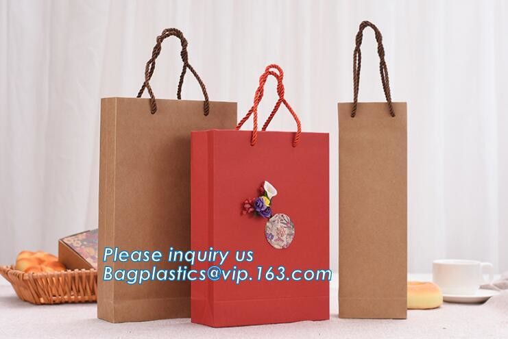 Flower carrier bag with different color customized pot plants kraft paper bag with handle,stamping logo fancy paper flow