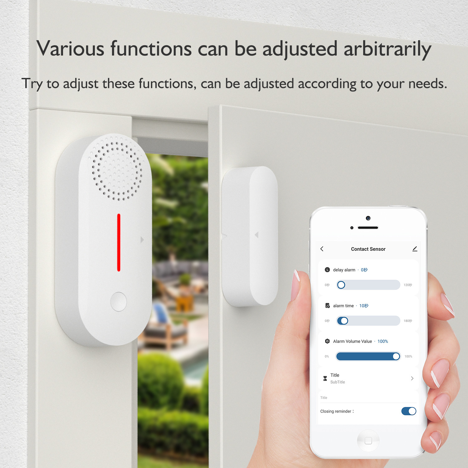 Smart Sound / Light Wifi Door And Window Alarms ABS Wireless Door Window Security Alarm