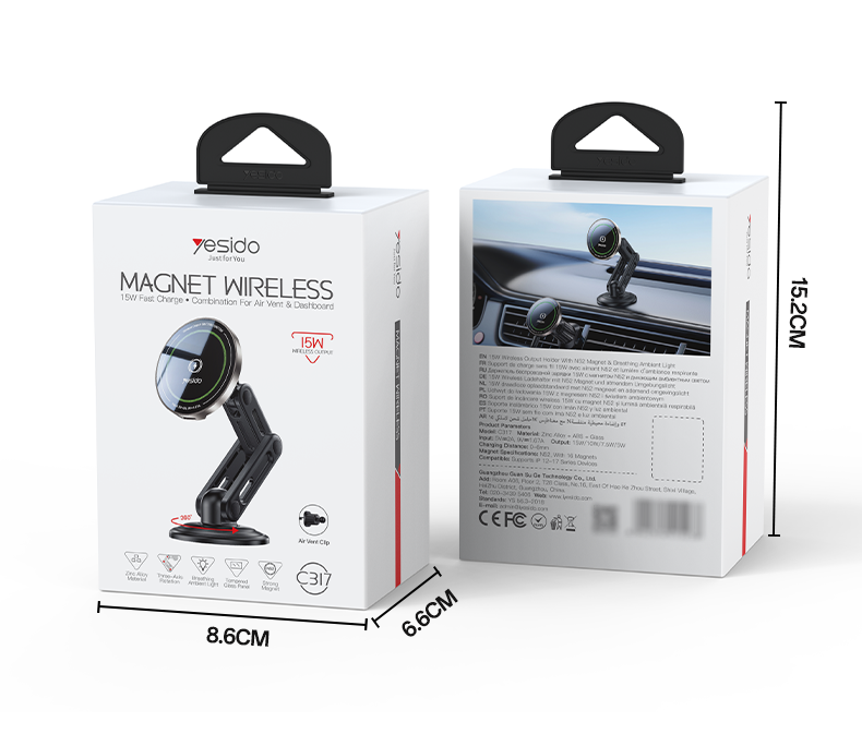 15W Fast Charging Wireless Charger with N52 Strong Magnetic Adsorption and 8