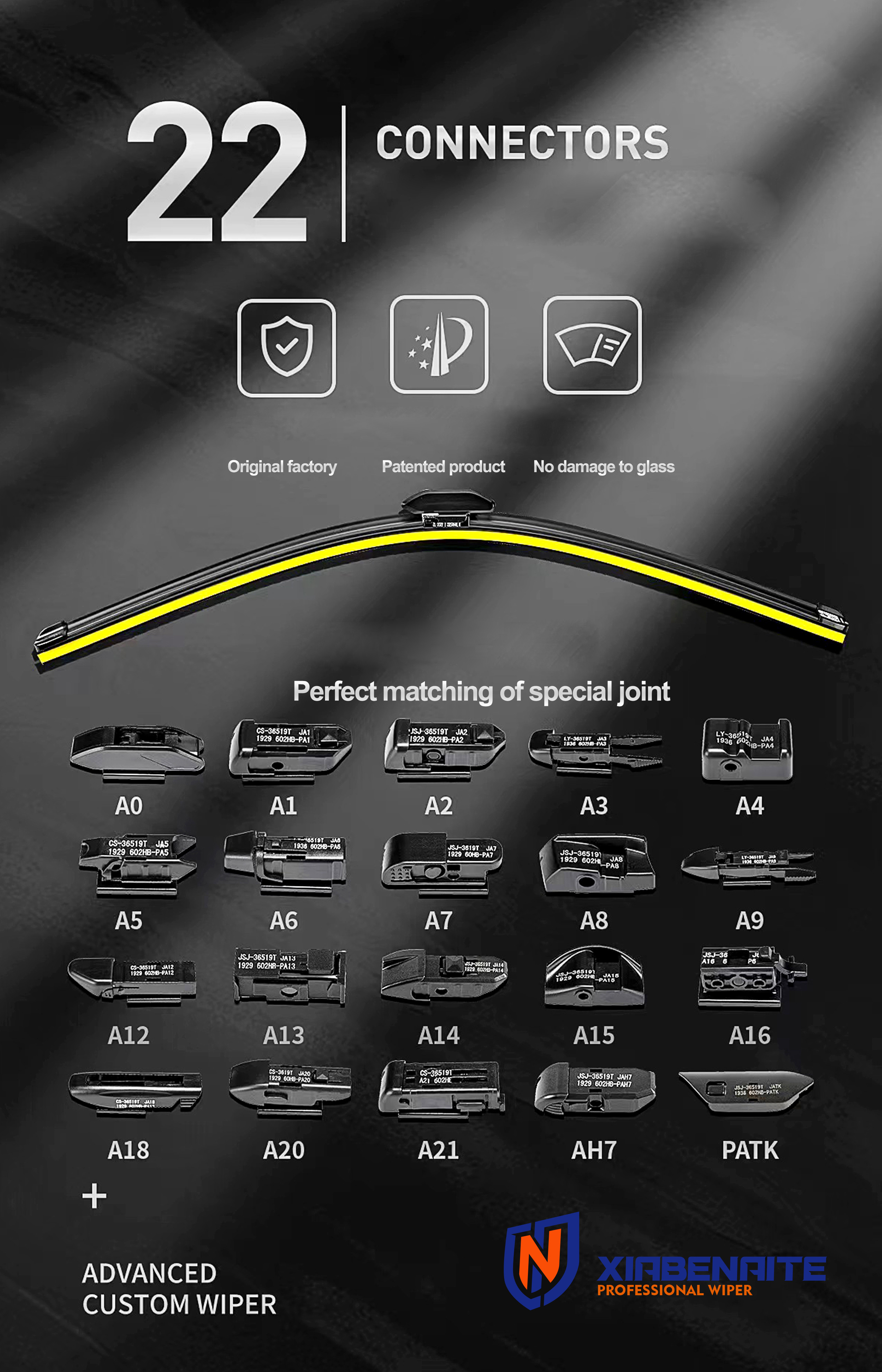 Noise Reduction Auto Composite Wiper for 18 Inches Windshield Quiet and Long-lasting