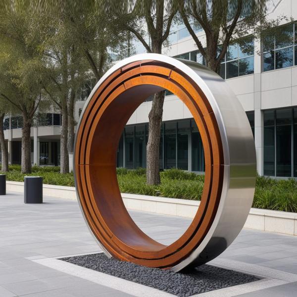 Decoration Natural Corrosion Weathering Steel And Stainless Steel Circle