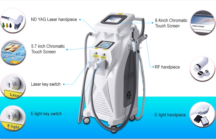CE Approved Multifunction Beauty Machine OPT E-light IPL RF Nd YAG Laser Machine