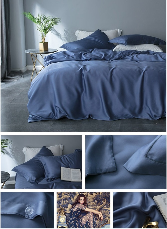 Home Bedding Set Oeko-tex Certified Lenzing Tencel Duvet Cover and Soft Silk Bedsheet