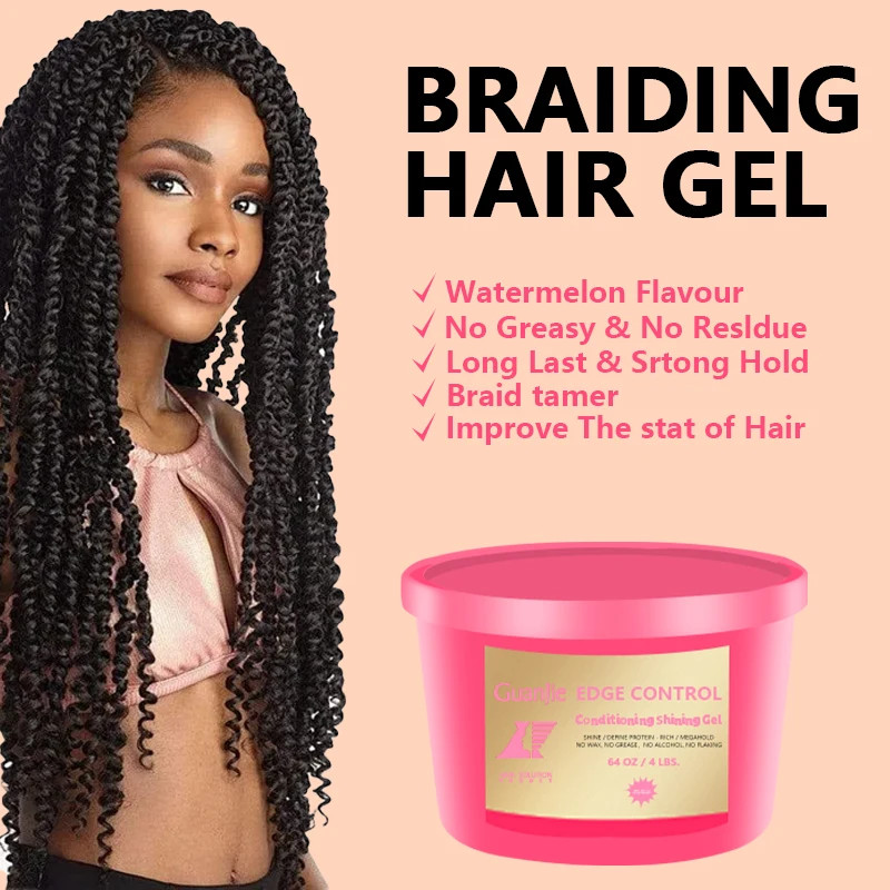 64oz Hair Styling Gel Wax Strong Hold Braid Edge Control Big Size Conditioning Gel For Texturizing Hair Styling
