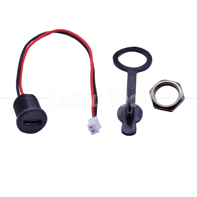 Waterproof Cap USB Type C Female Socket Jack to 2 Pin PH 2.0 XH 2.54 SH1.0 VH ZH MX Connector Cable
