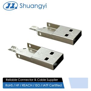  USB 2.0 AM Three-Piece Rear Shell Connector | Pin Wire Cable Electrical Terminal Plated Housing for PCB Customization Manufactures