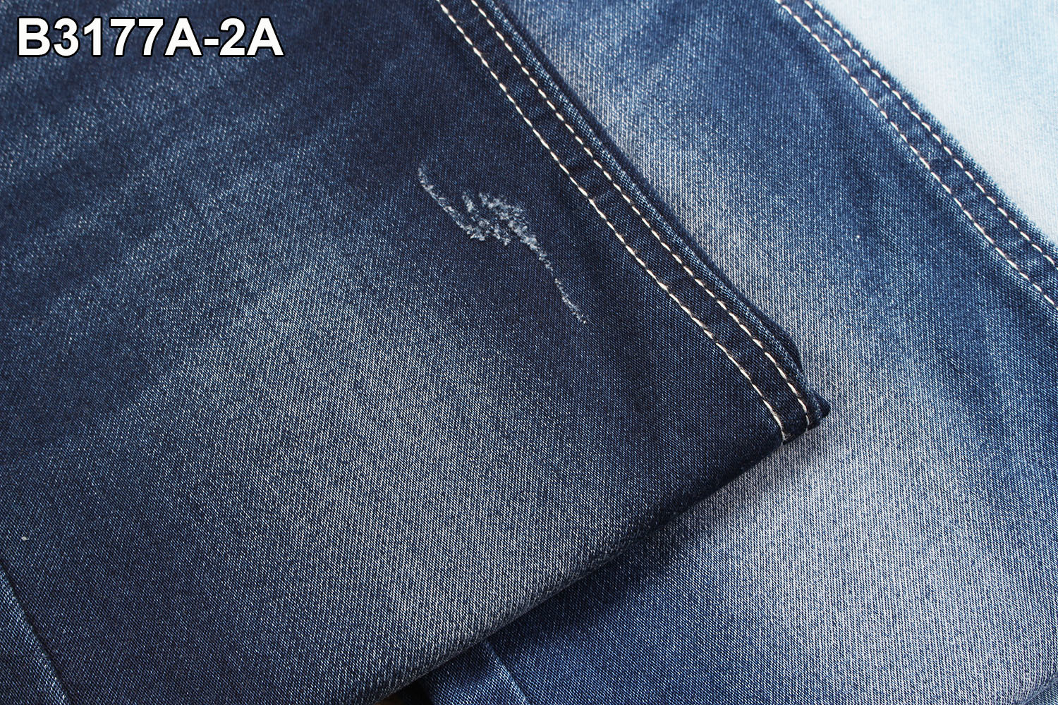 9.5 Ounce Fake Knitting Denim Twill Fabric Double Layers Stretch Jeans Material