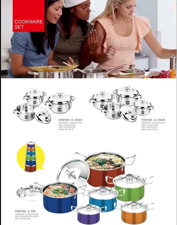 2016 hot sales 6/8pcs cookware set with color +flower &stainless steel classical pot &souce pot