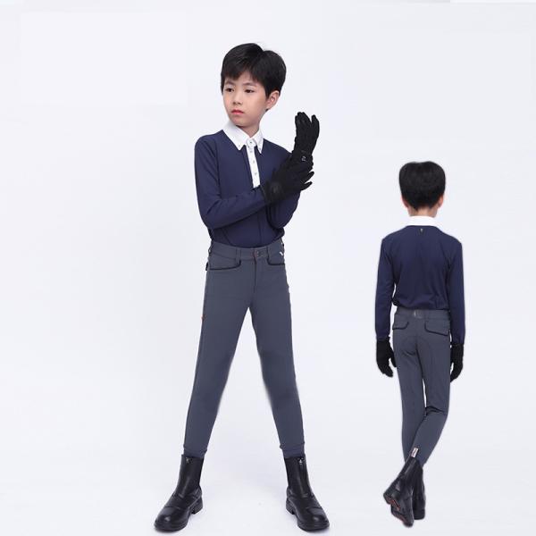 Quick Drying Childrens Horse Riding Tights Knee Silicone Navy Blue Riding