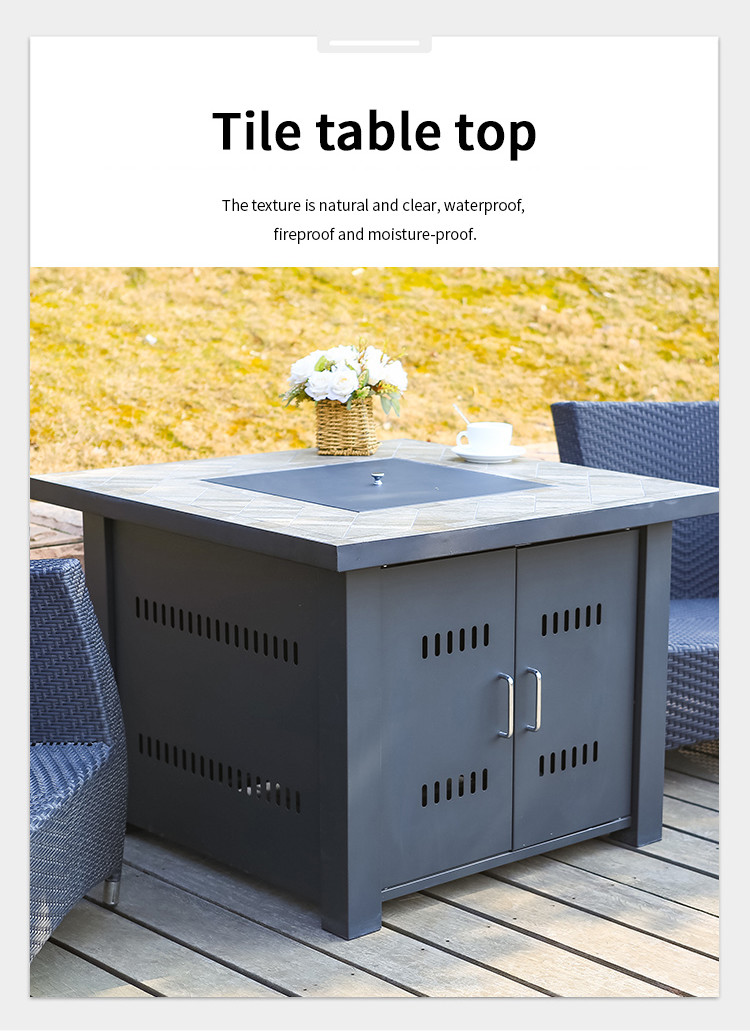 50000 BTU Outdoor Propane Gas Square Fire Pit For Backyard Weather Cover