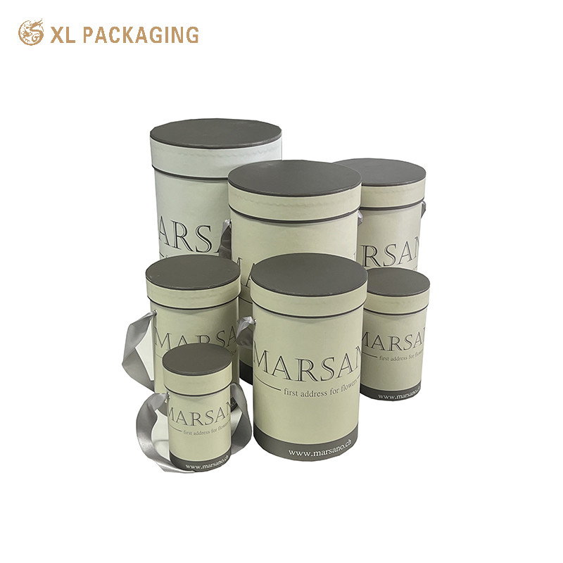 Custom Grey Cylinder Packaging Round Box Flower Paper Tube For Flower Cosmetic Gift
