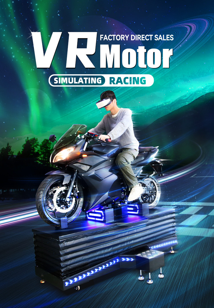 3 Dof Motion 9D VR Motorcycle Driving Racing Simulator For Shopping Mall