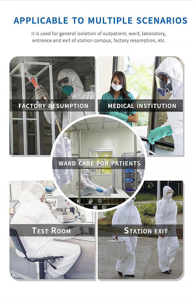 Hospital 50 Gsm Disposable Non Woven Coverall antistatic Disposable PPE Suit