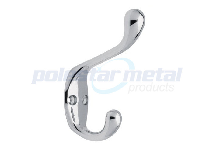 Zinc Alloy Decorative Door Hardware Polished Brass Double Prong Robe Hook 2-1/3"