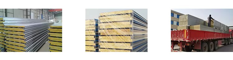 Hotel Fireproof Rock Wool Sandwich Wall and Roof Panel with Metal Glass Sandwich Panel