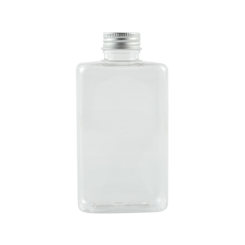 Plastic 16 Oz Natural Beveled Square HDPE Juice Bottle UV Plating