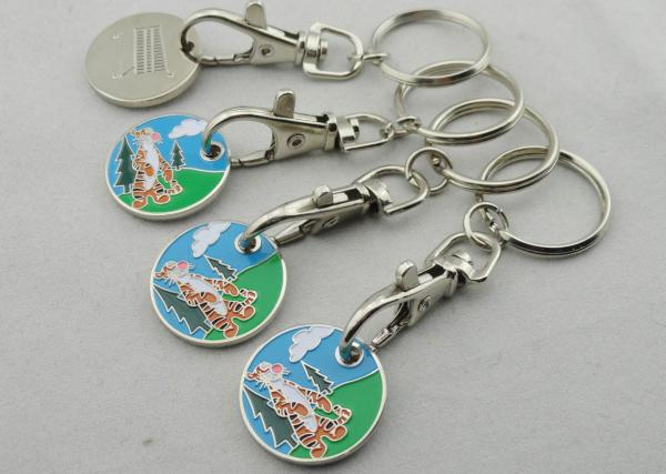 Tiger Shopping Trolley Coin, Iron Personalised Trolley Coin Keyring with Stamped