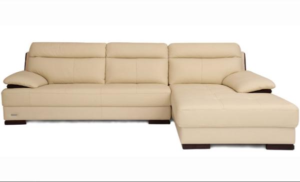 Beige Leather Sectional Sleeper Sofa For Small House / Home Furniture Living