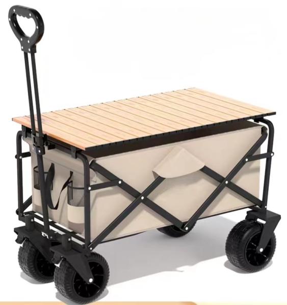 15kg Capacity Steel Frame Pneumatic Wheel Outdoor Camping Folding Cart With