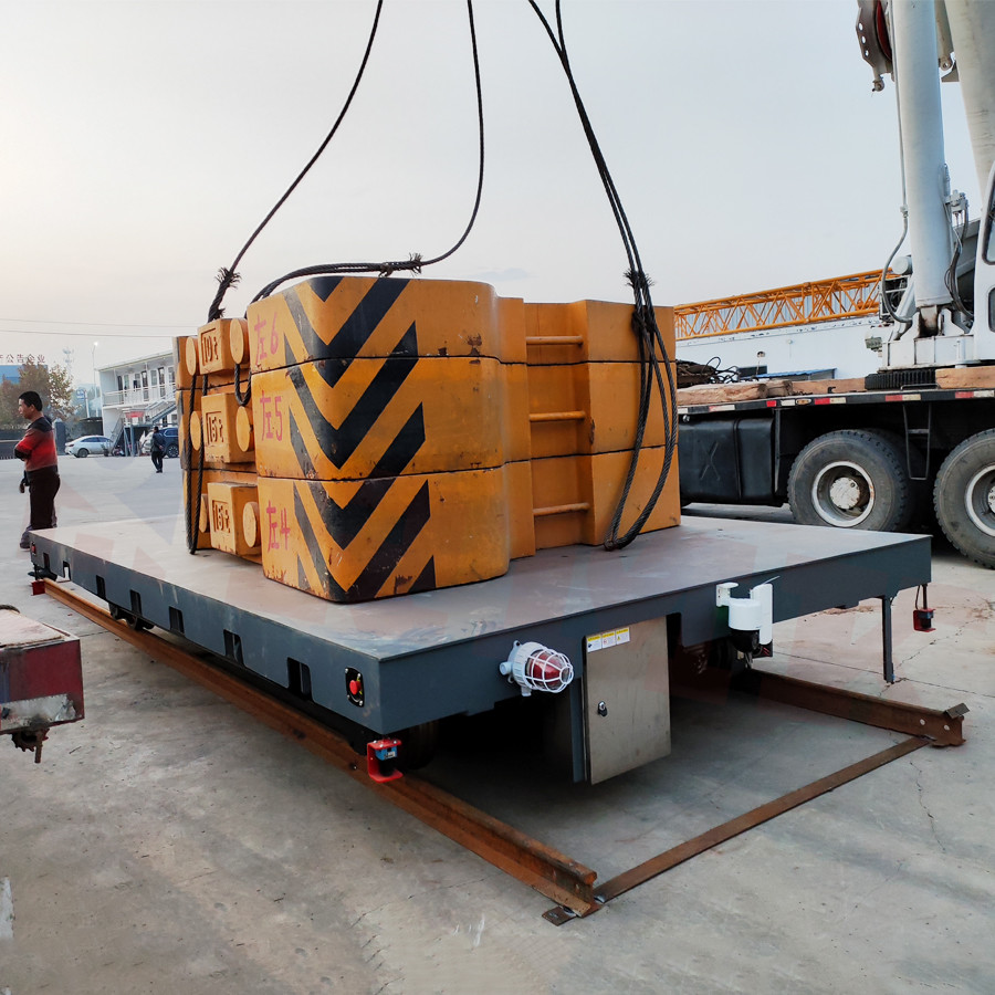 Heavy Load 40 Tons Battery Driven Steel Beam Rail Transfer Trolley With Remote Control