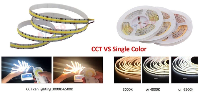 ADLED 640chips Cob Led Strip Light Dimmable Three Colour Flexible Ce Rohs Cct 1