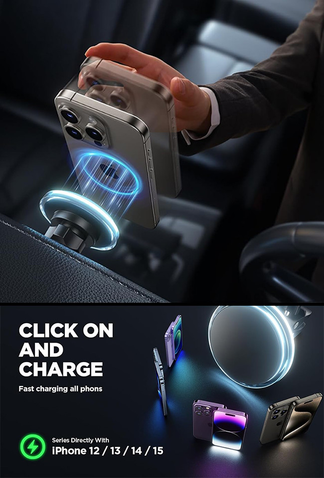 Original Design Magnetic Car Phone Holder With Ambient Light And Strong Magnetic Attraction For Automotive