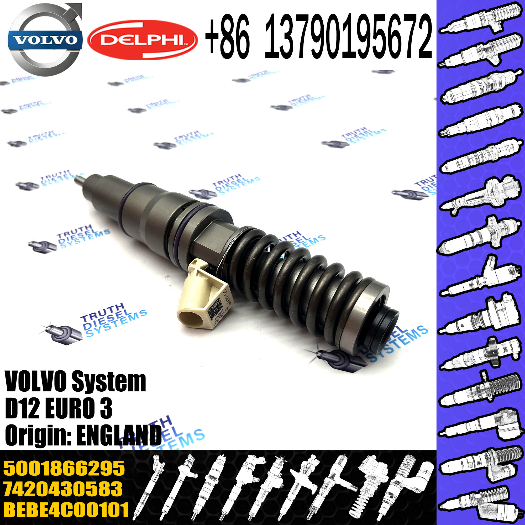 High Quality Diesel Fuel injector 5001866295 7420430583 8113941 BEBE4C00101 For D12 EURO 3
