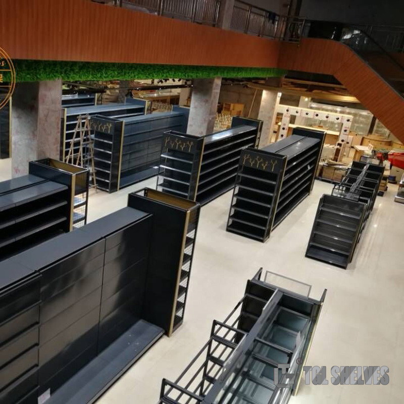 Multi Layers Metal Gondola Shelving , Double Sided Gondola Shelving CE Certification