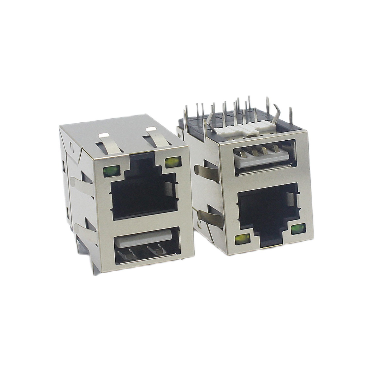 Metal Shielded Female RJ45 PCB Connector USB 3.0 SMD Assembly With Transformer And Leds