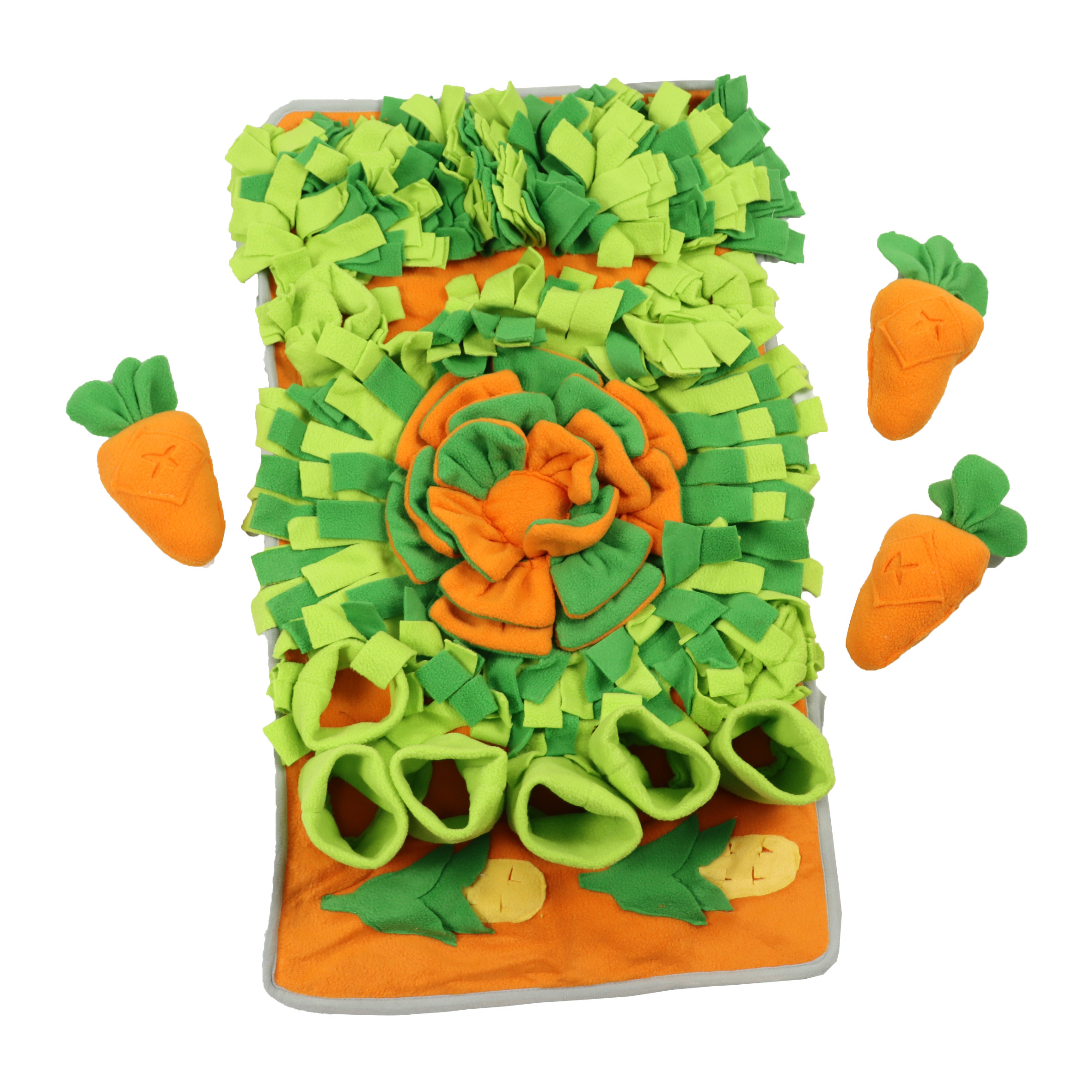 4 Layer Carrot Snuffle Mat For Dogs Cat Fleece Felt Slow Feeding Pet Training Blanket 72x43cm