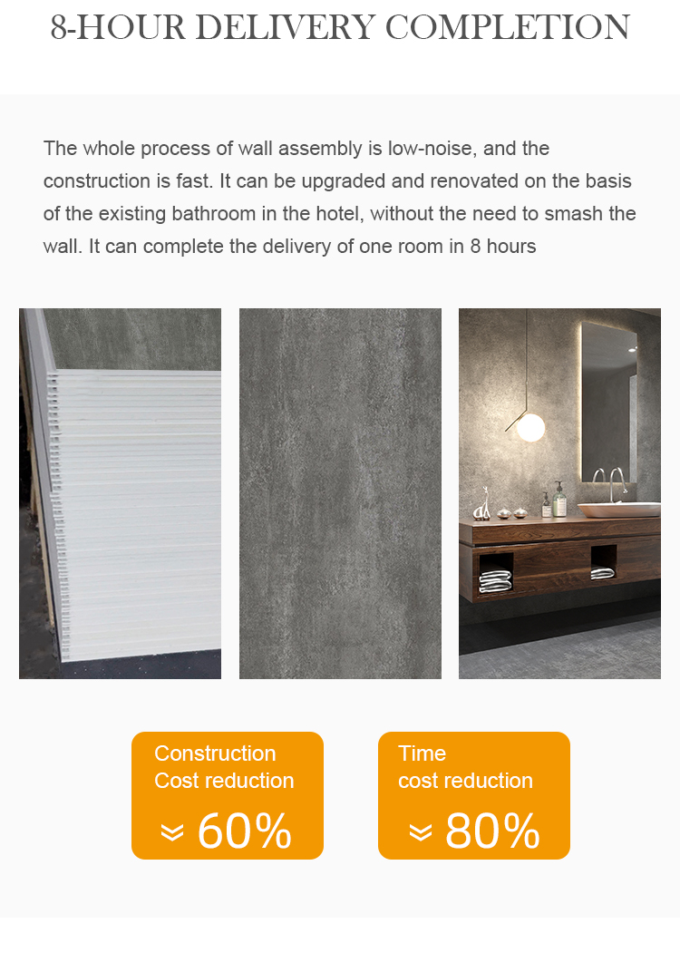 SPC Wall Panel Surprise Price 600*2440mm waterproof and flame retardant microcrystalline stone wall panel eco-friendly bathroom and shower for