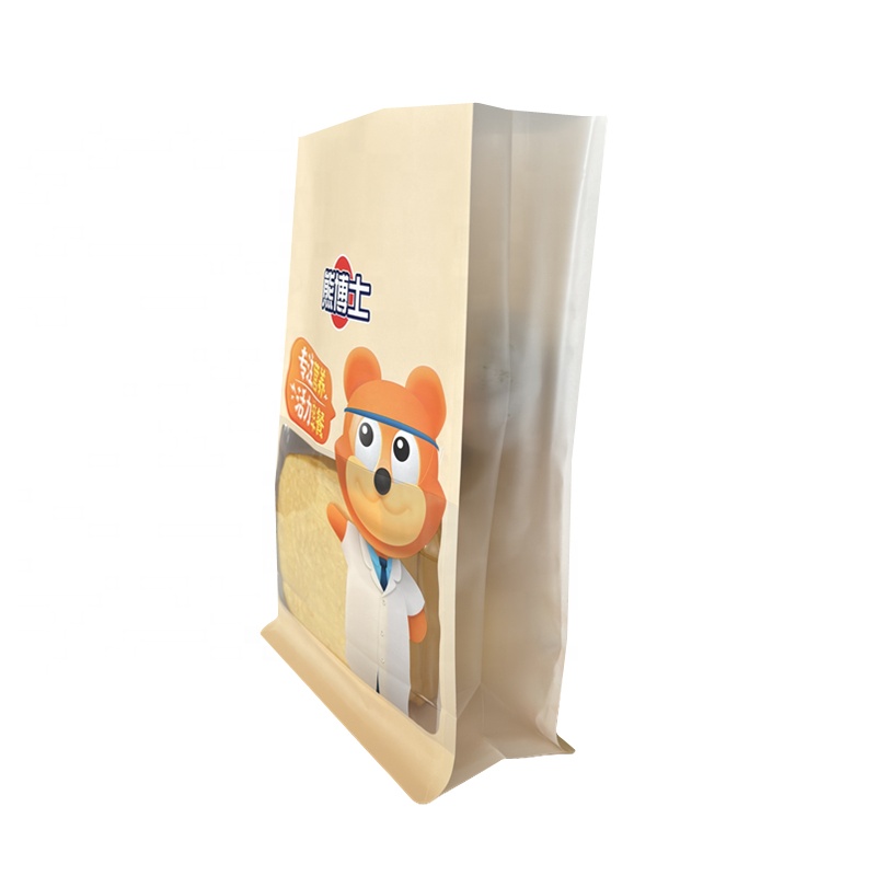 Side Gusseted Flat Bottom Food Packaging Bag For Powder Snack Cookie Nuts Cereal Spice