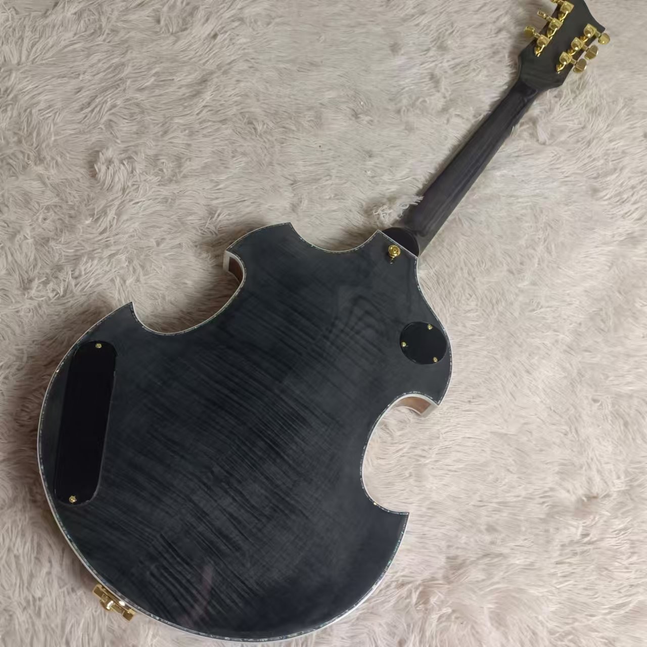Custom f hole hollow body irregular body Gretsch electric guitar with bigs bys trem in blue color, accept guitar and bass OEM