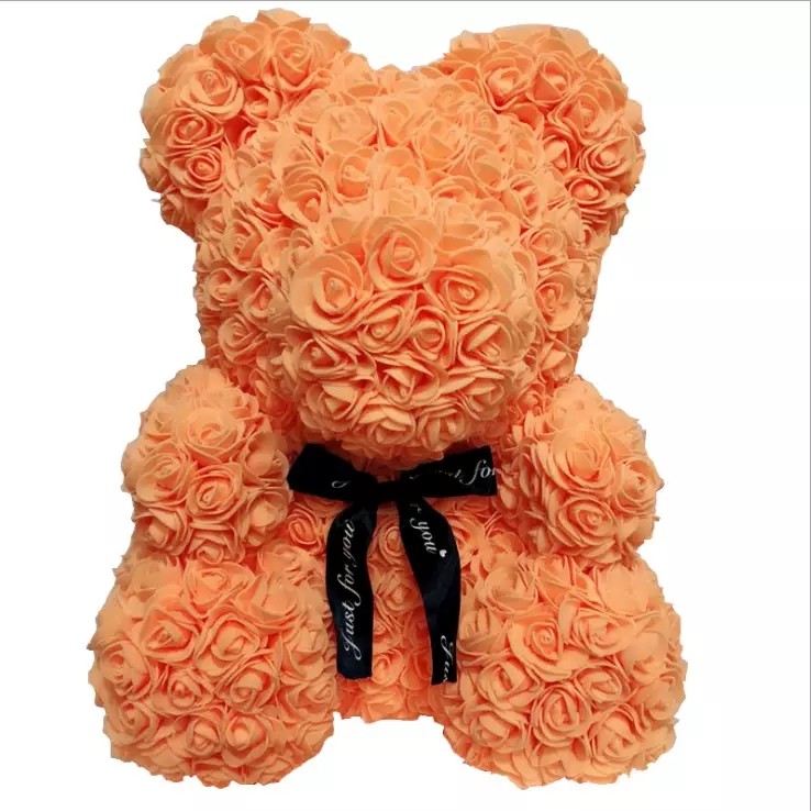 Rose Bear for Christmas Day Teddy Bear with PE Roses Bouquet Flower Teddy Rose Bear Rose Flower bear gift