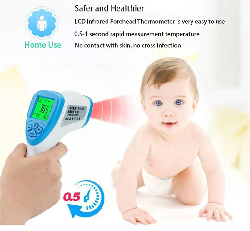 Non Contact Digital Infrared Forehead Thermometer High Temperature Gun Type