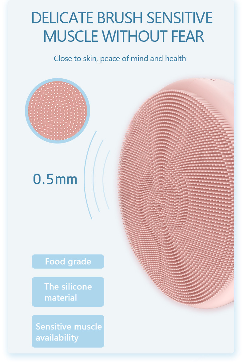 Pink Cute 140g 1000mAh Silicone Face Cleansing Brush
