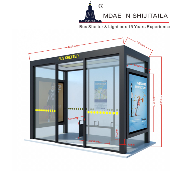 Metal Rectangle T8 Tubes IPE 140 Bus Stop Kiosk