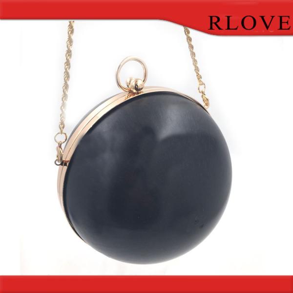 Fashion hardware accessories custom gold round shape evening bag plastic box