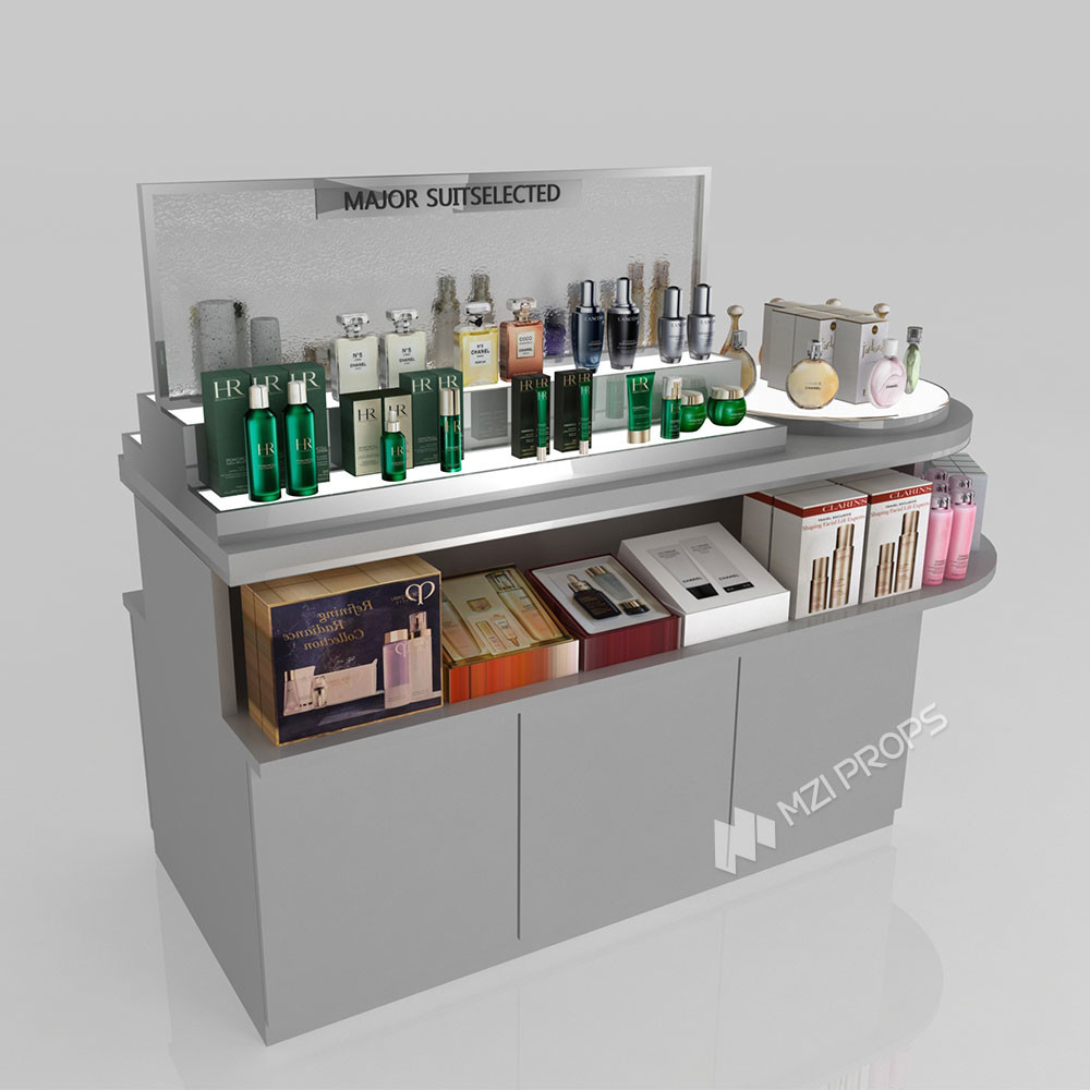 GDR06-CMM07 Retail Display Stand with 80mm Double-Sided Soft Film Light Box and LED Strips for Luxury Retail