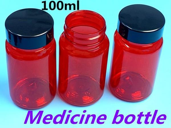 100ml Red Low MOQ PET Plastic Pill Bottles Empty Custom Plastic Vitamin Pill