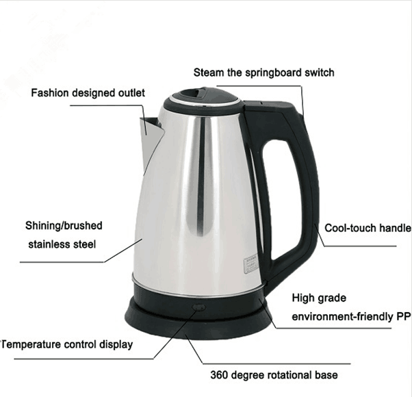 110V 220V Special Black Cordless Stainless Steel Electric Water Kettle