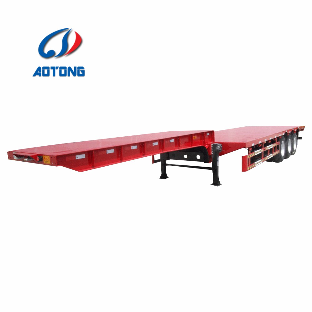 Japan Market Semi Truck Flatbed Trailer with 80T Max Payload and Hydraulic Ladder