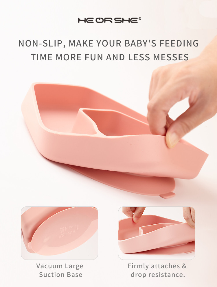 LFGB Certification Portable Tasteless Silicone Suction Baby Plate