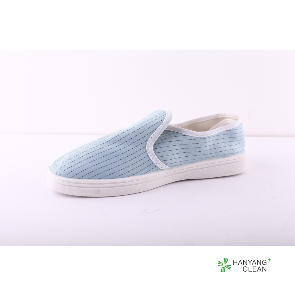 Pharmaceutical factory cleanroom stripe canvas PVC sole shoe breathable esd antistatic shoes