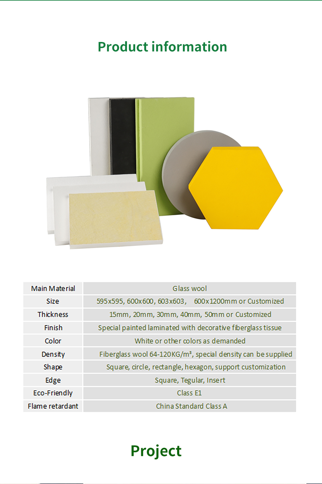 Modern Design Environment Friendly Fiberglass Ceiling Board For Indoor Sound Absorption